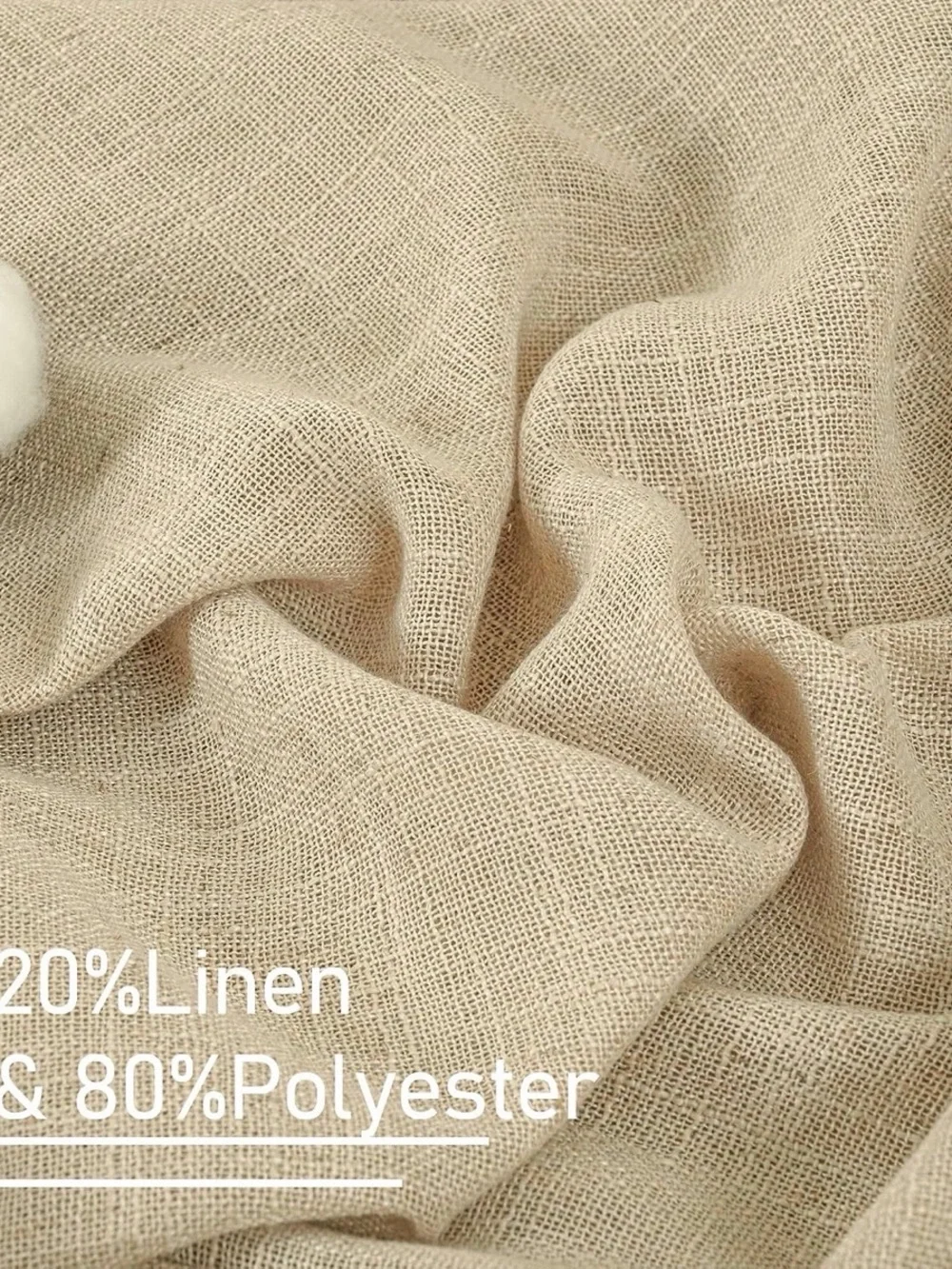 Natural Linen Blended Curtains 2 Panels Semi Sheer Light Filtering 52 x 120 Inch